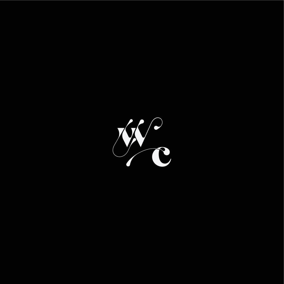 monogram style and elegant concept WC wedding typography initial letter organic hairline logo vector
