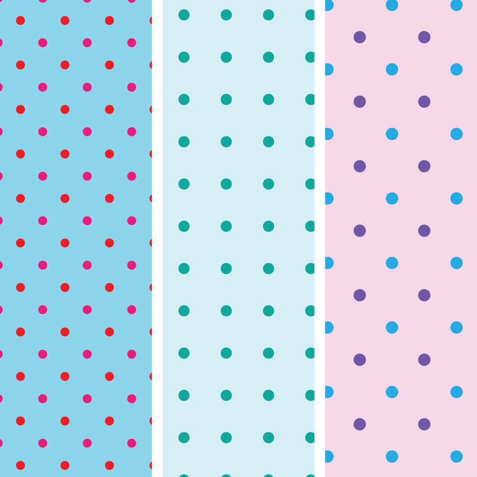 collection of trendy polka dot seamless pattern design vector
