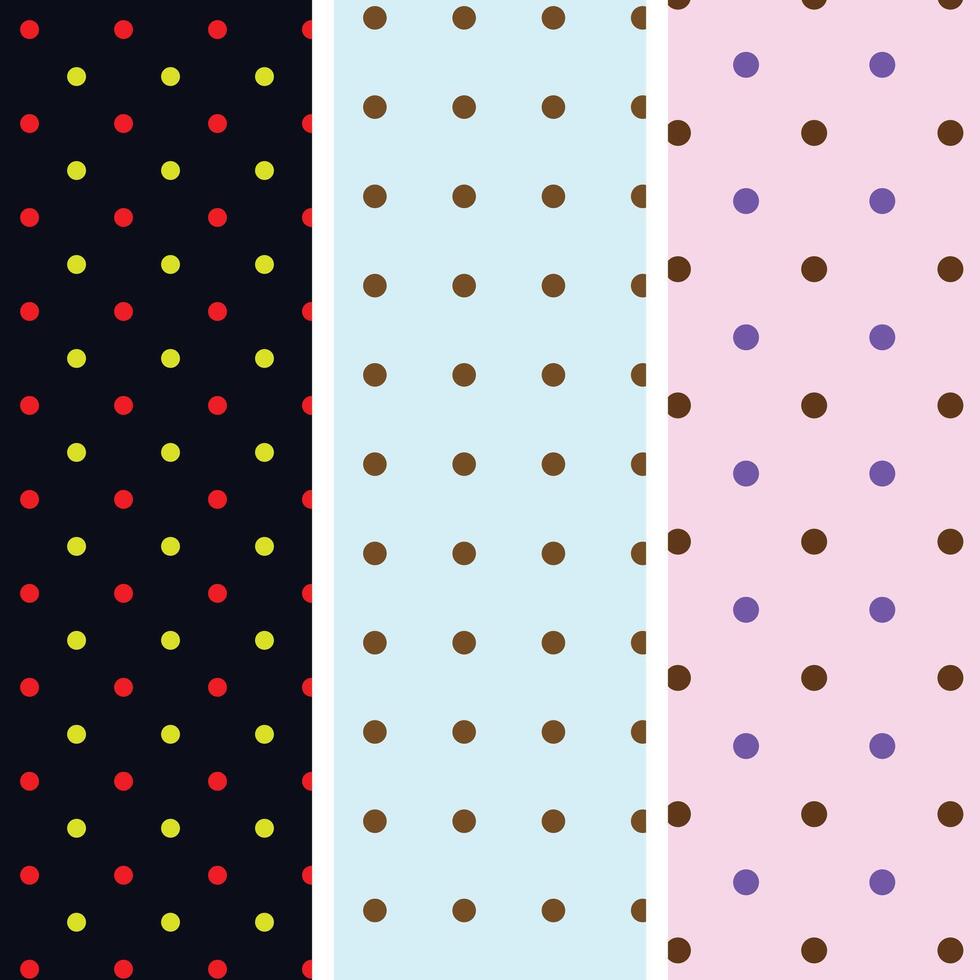collection of bold and bright polka dot seamless patterns vector