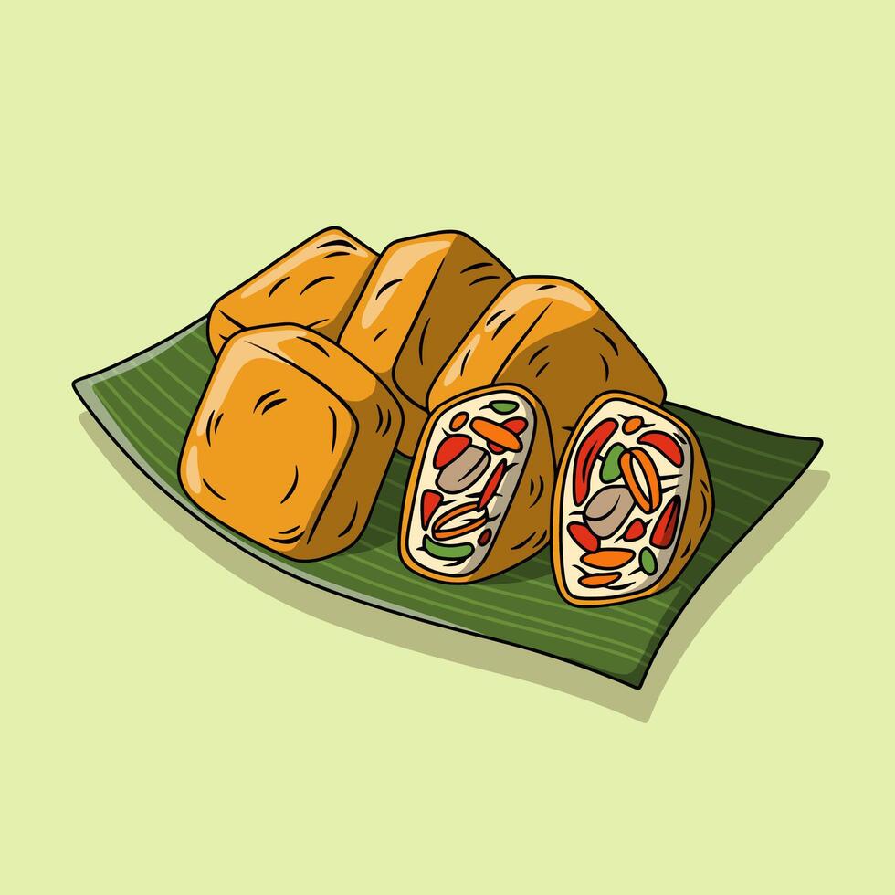 Handdrawn Illustration of Spicy Tahu Isi vector