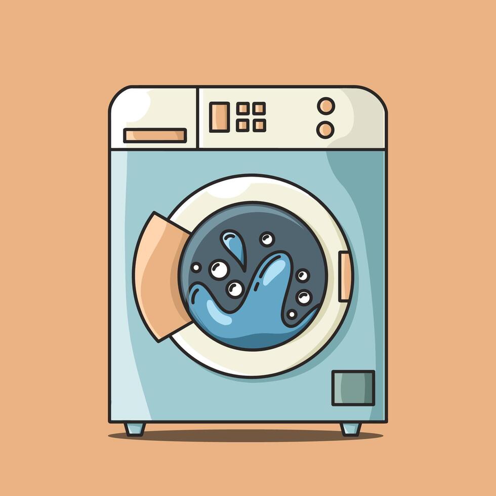 Illustration of a front loading washing machine vector
