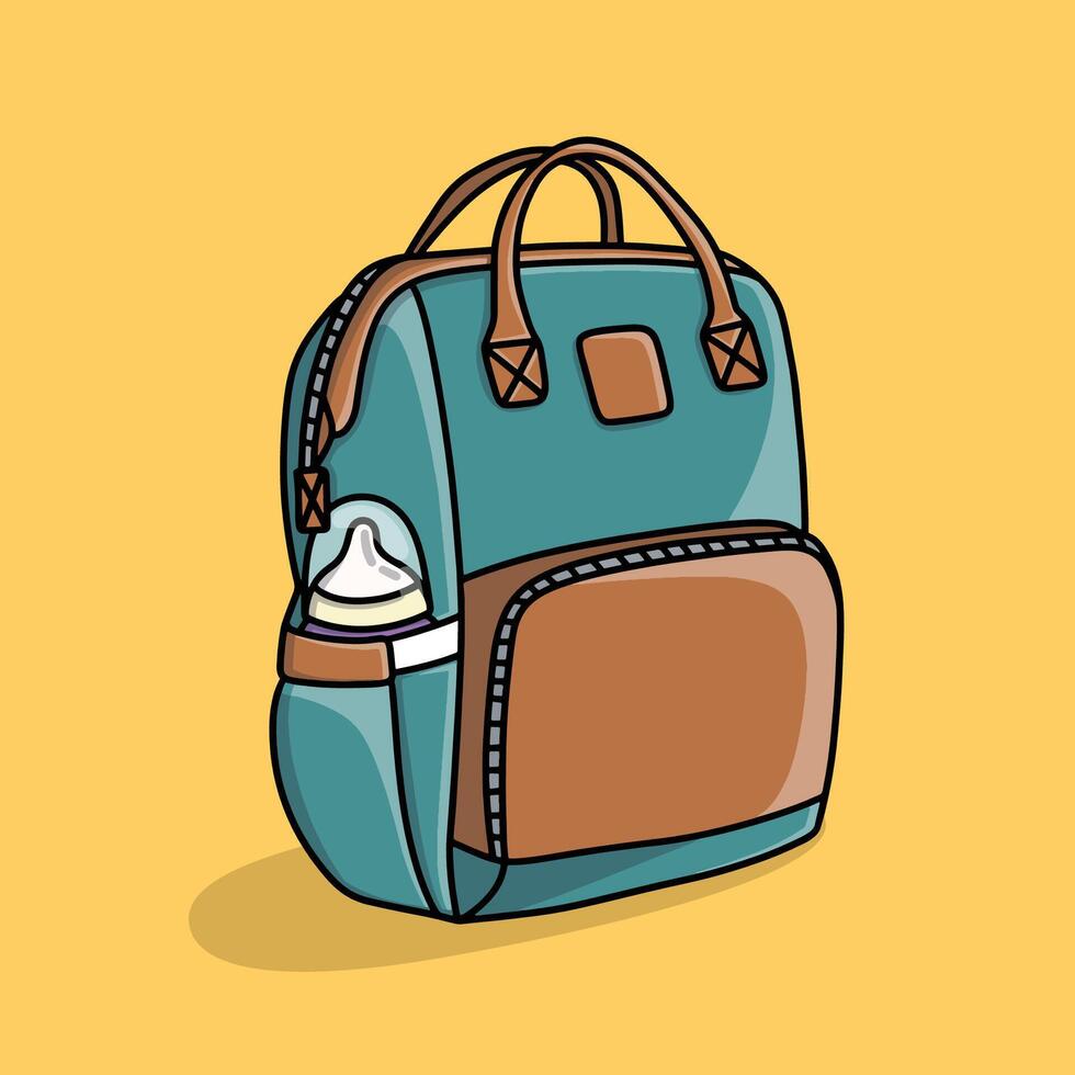 Tosca and brown modern diaper backpack for mom vector