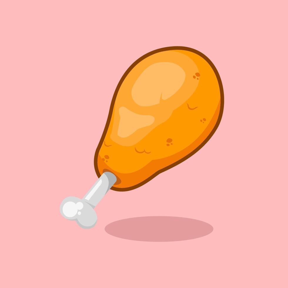 Fried chicken drumstick cartoon illustration vector