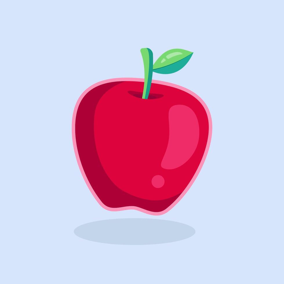 Cute apple illustration isolated on blue background vector