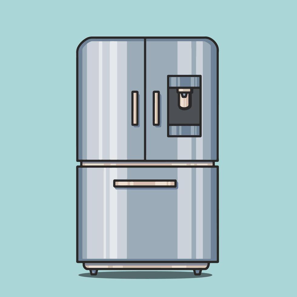 Three door refrigerator with Classic Style vector