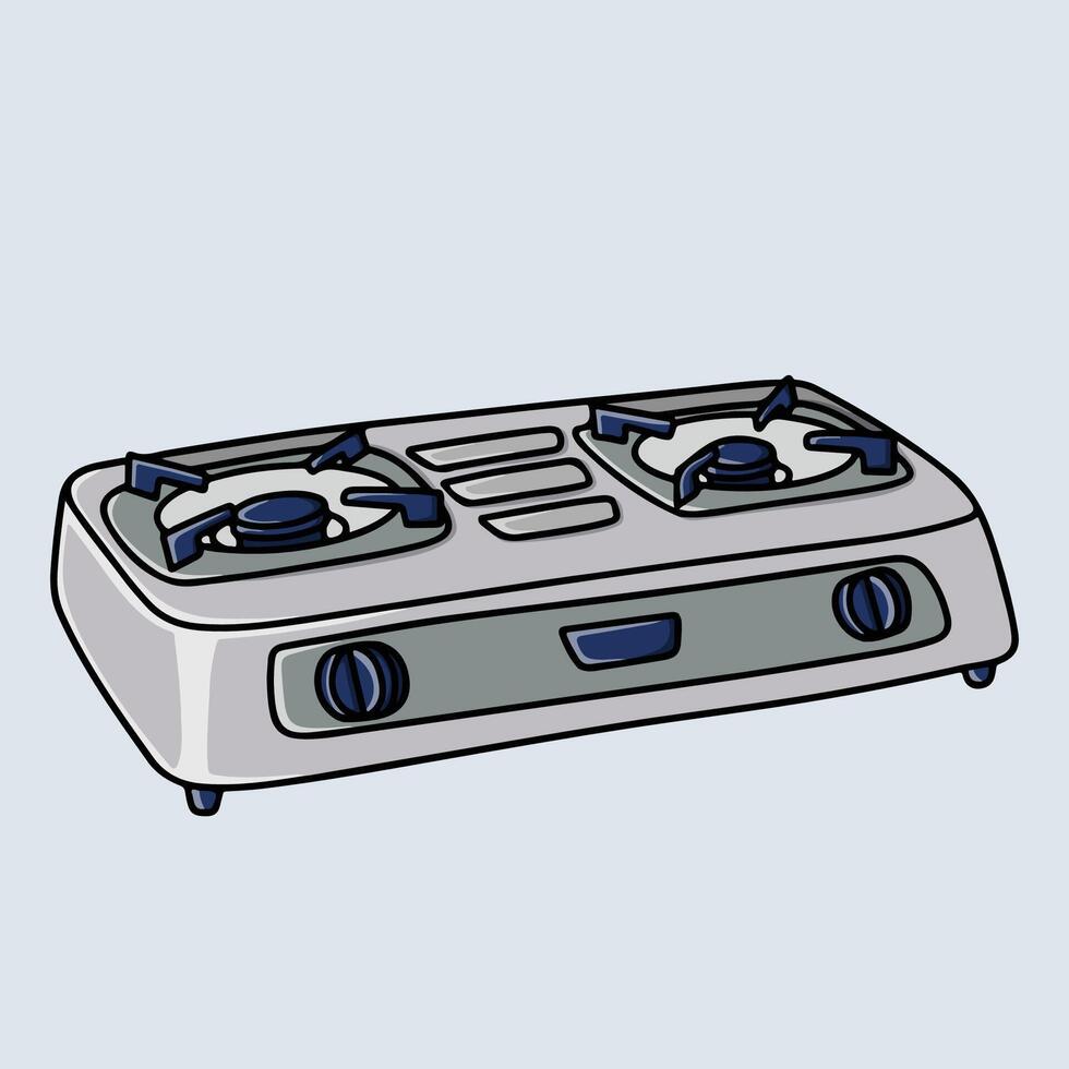 Two burner gas stove illustration vector