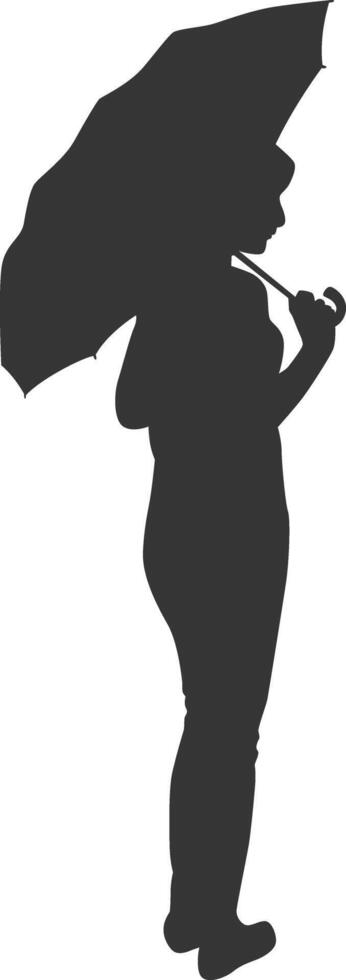 A girl holding umbrella silhouette vector