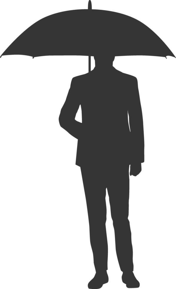 Men holding umbrella silhouette vector