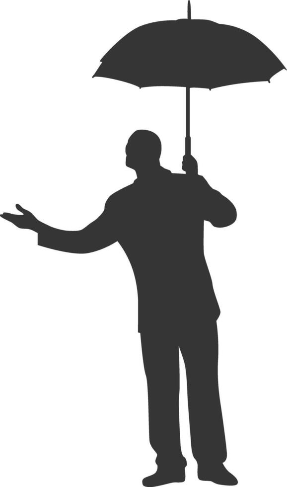 Businessman hold umbrella silhouette vector