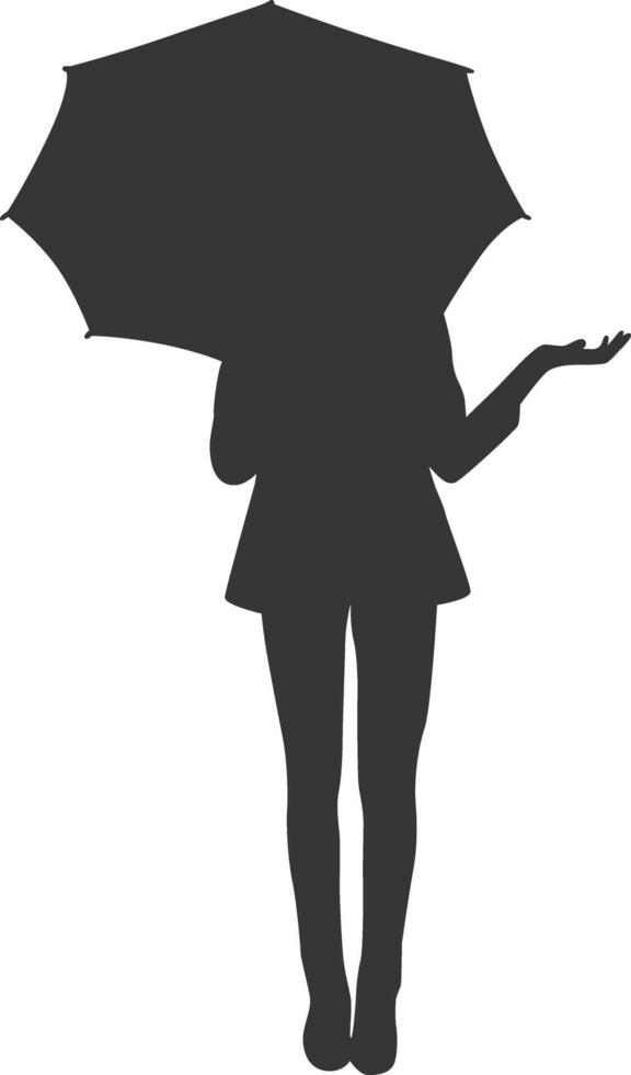Silhouette of girl holding umbrella illustration vector