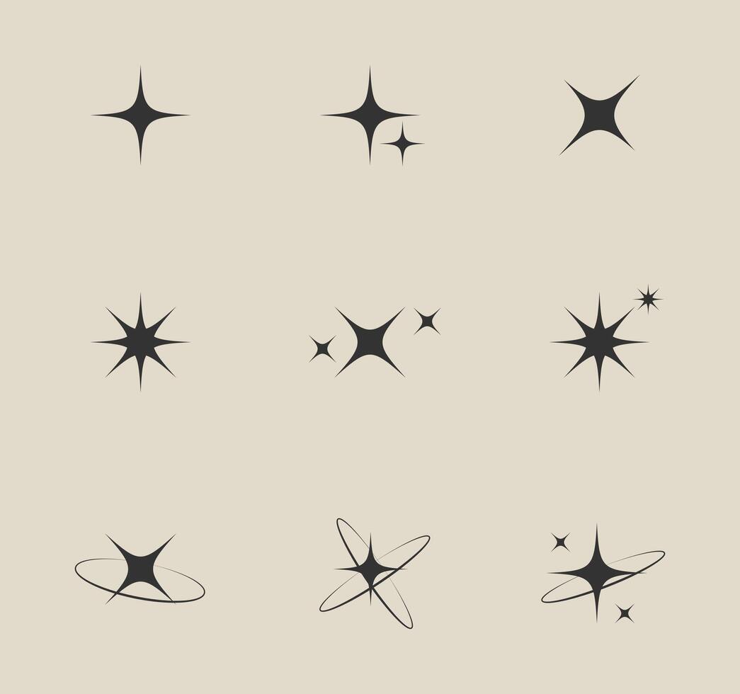 Modern minimalist aesthetic sparkles stars elements . vector