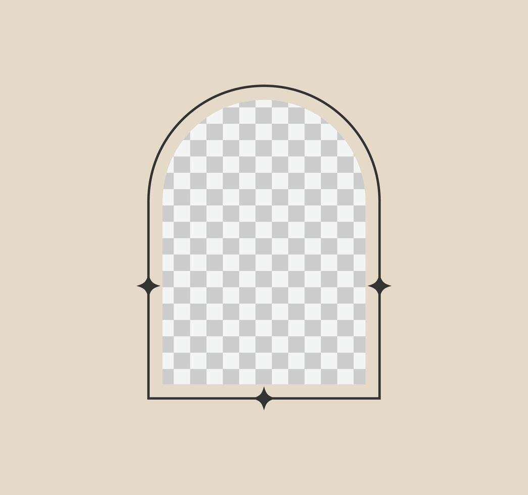 Arch frame with sparkles design, simple decorative boho style border vector