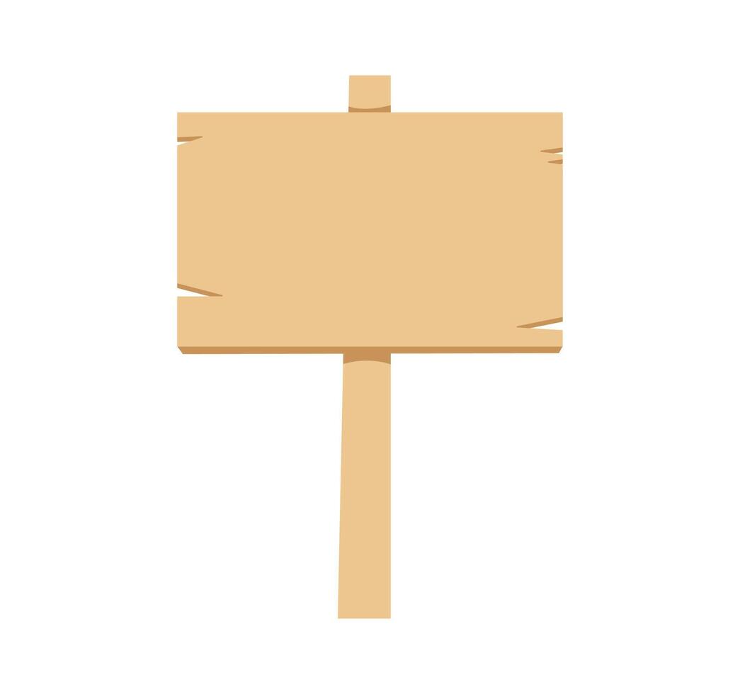 Blank cartoon wood sign object isolated on white. vector