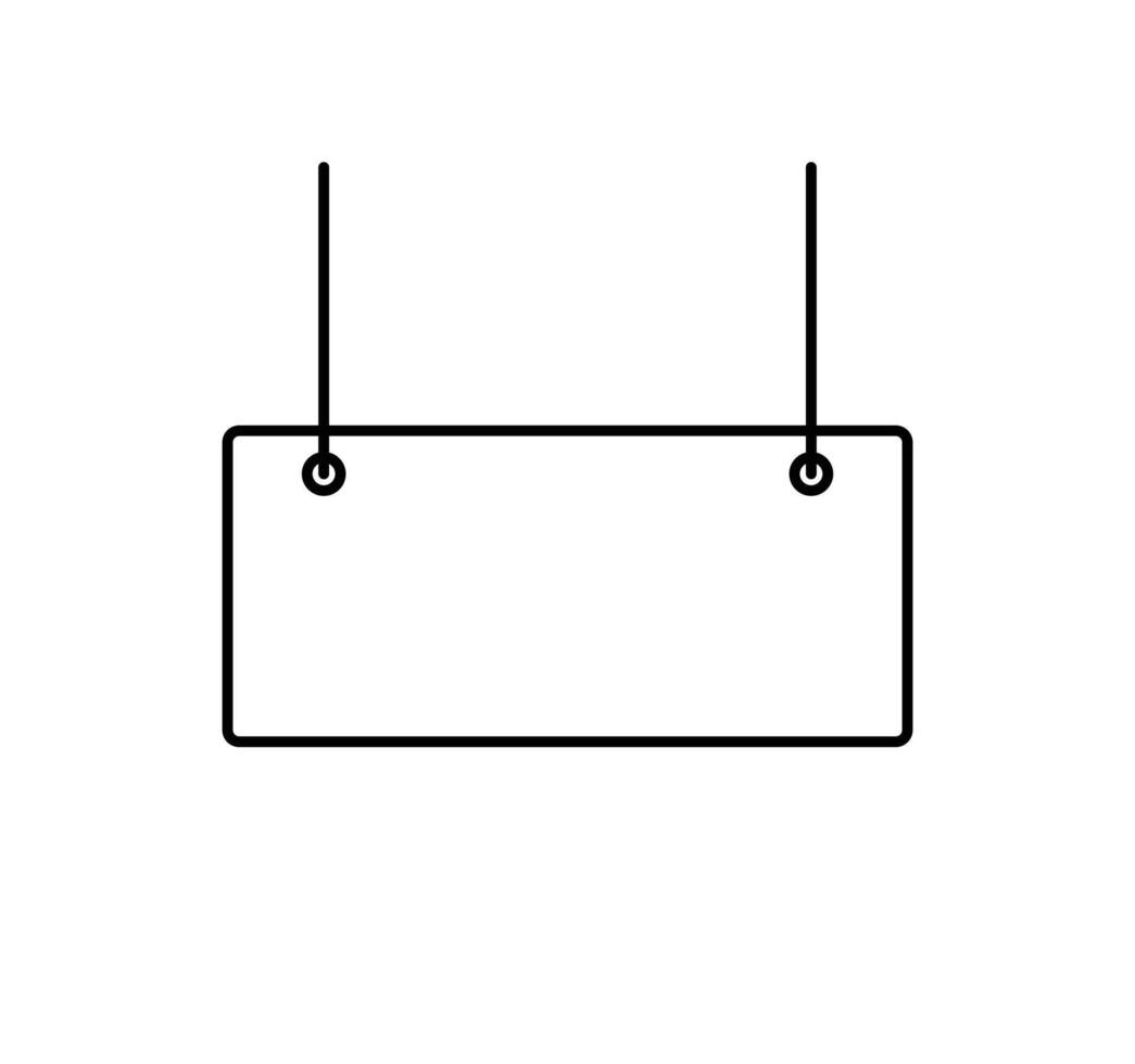 Flat outline sign post illustration. Blank signboard. vector
