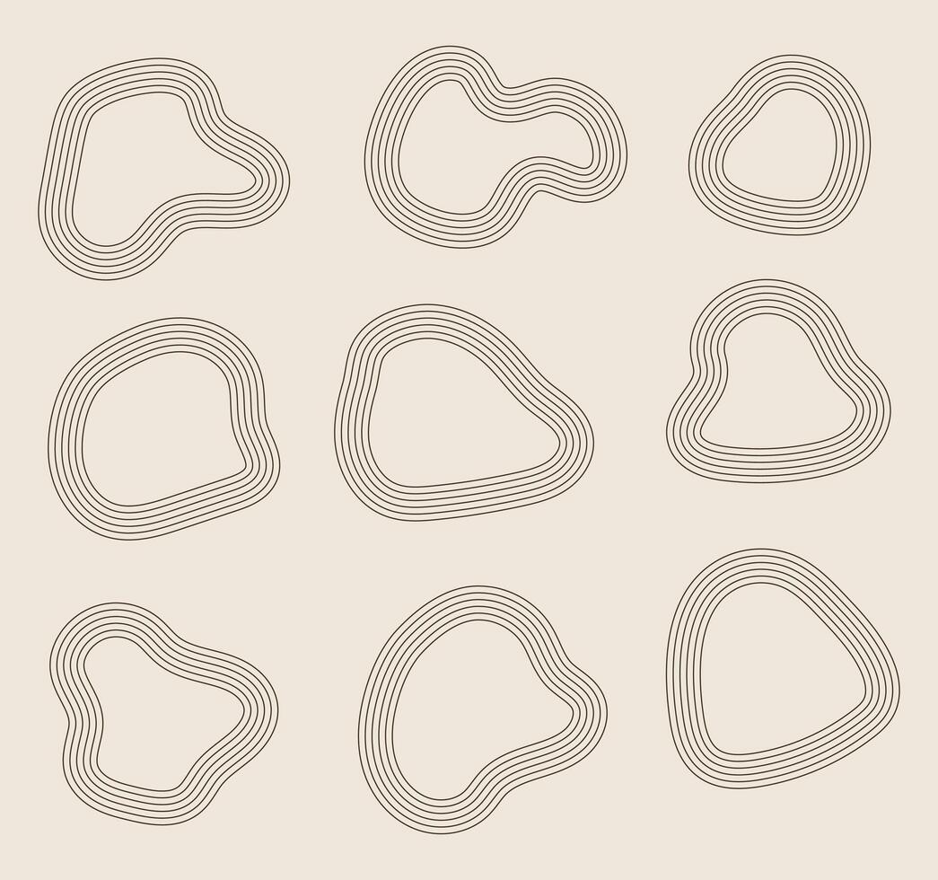 abstract minimal element boho mid century set vector