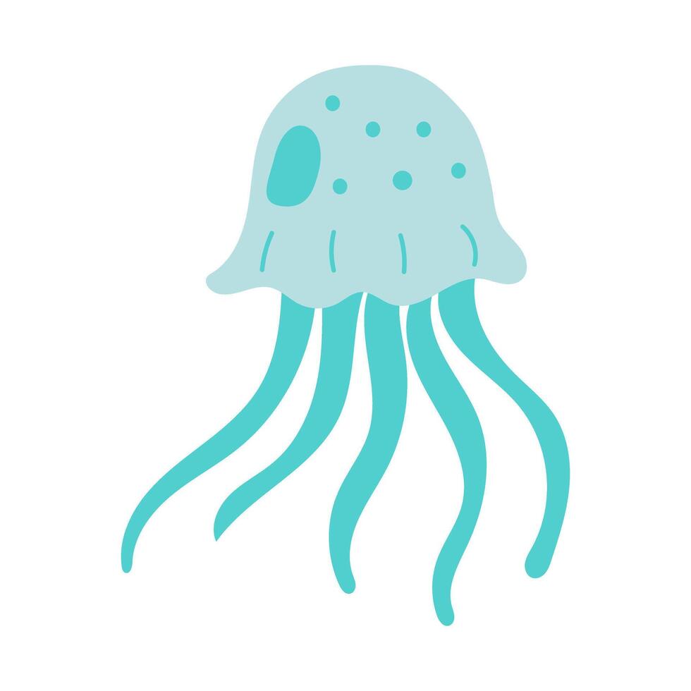 A cartoonish blue jellyfish with a white background vector