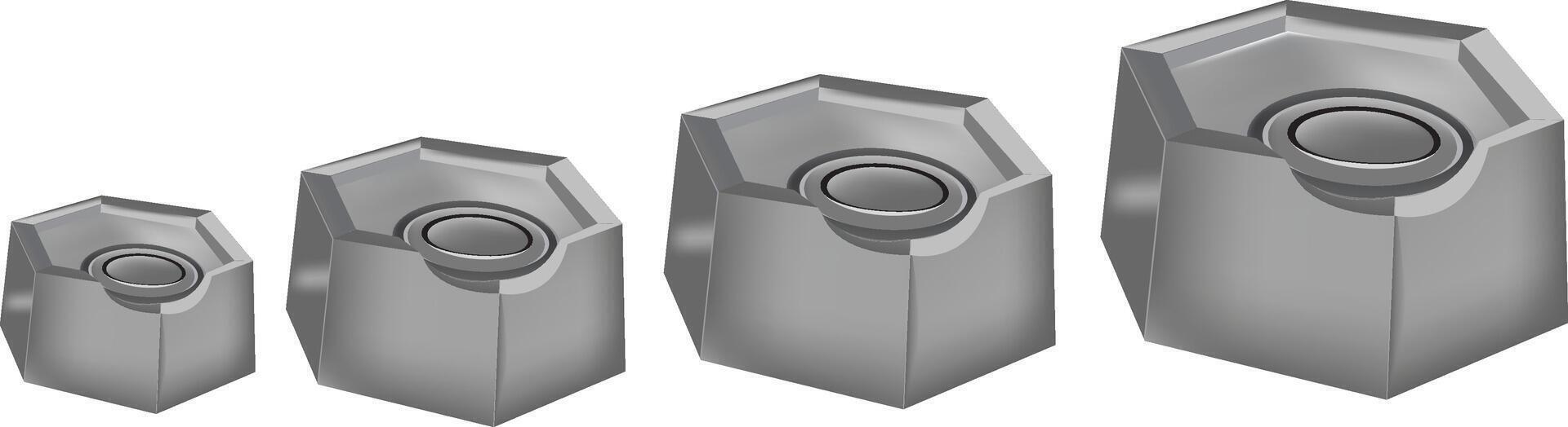 A set of four metal cylinders with a circular hole vector