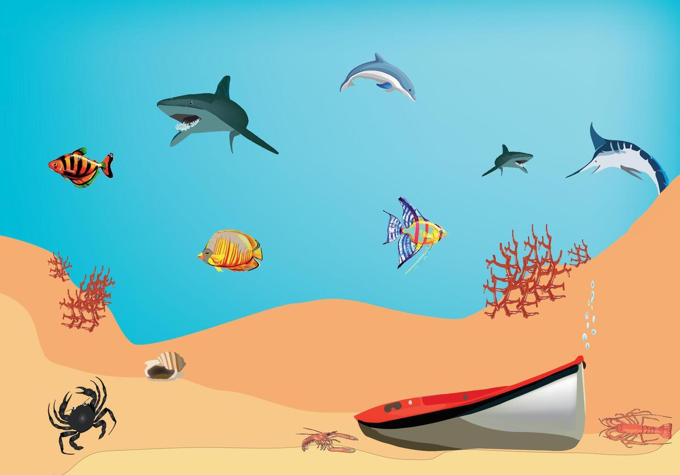 Sea life underwater illustration illustration vector
