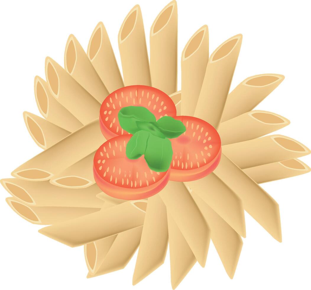 Italian pasta with tomato and basil vector