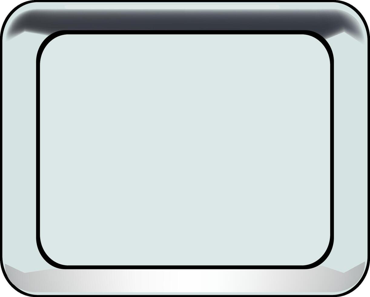 A square button with a silver frame on a white background vector