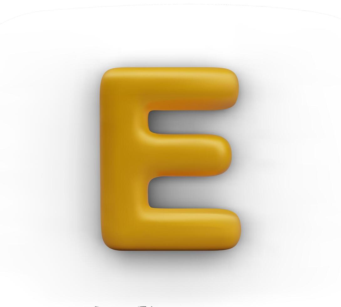 Isolated letter E closeup. Decorative text element with golden metallic shine vector