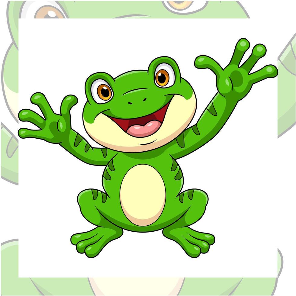Cartoon happy frog on white background vector