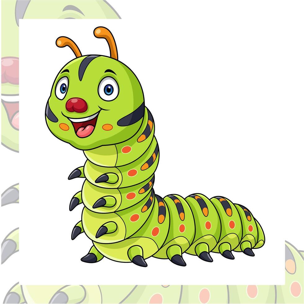 Cartoon caterpillar isolated on white background vector