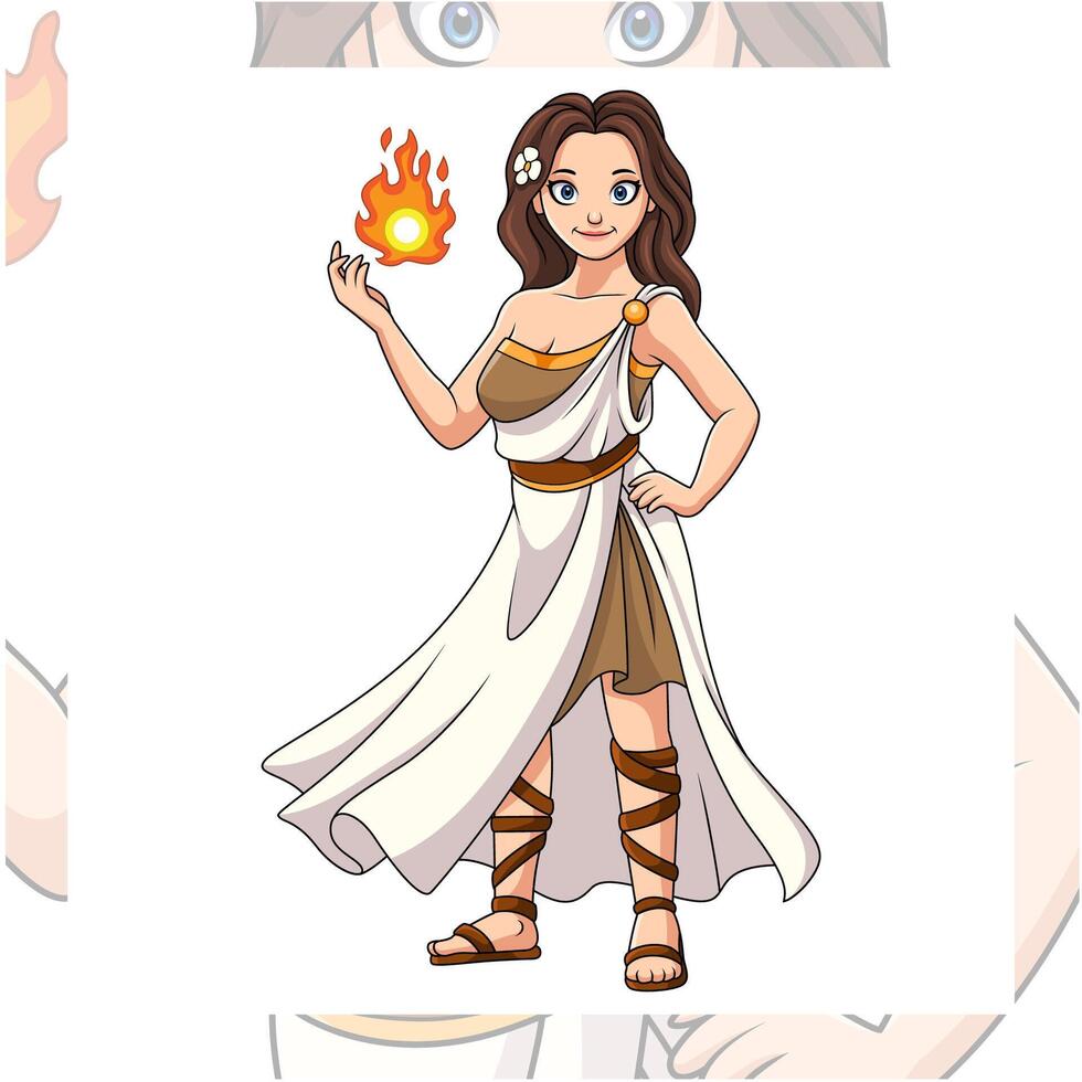 Cartoon hestia greek mythology on white background vector