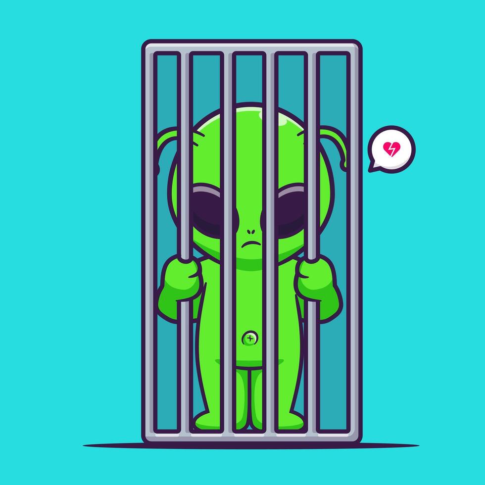 Cute Alien In Jail Cell Cartoon vector