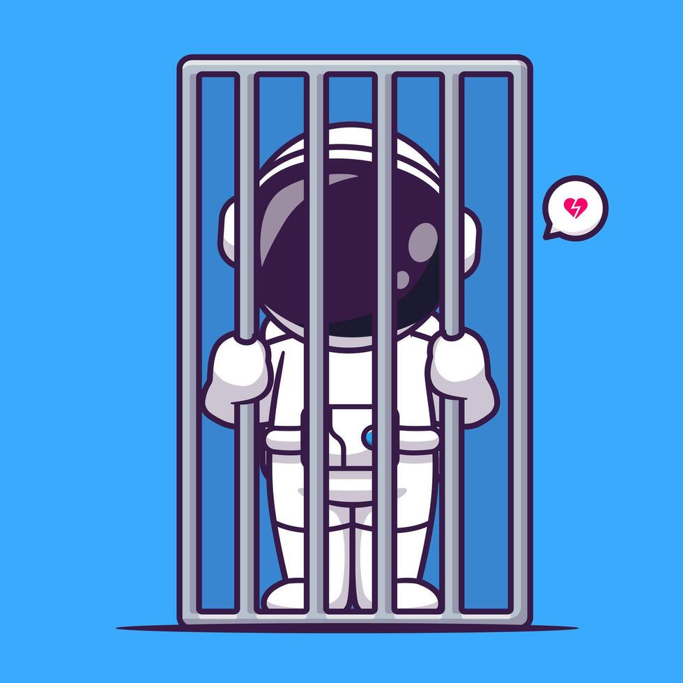 Cute Astronaut In Jail Cell Cartoon vector