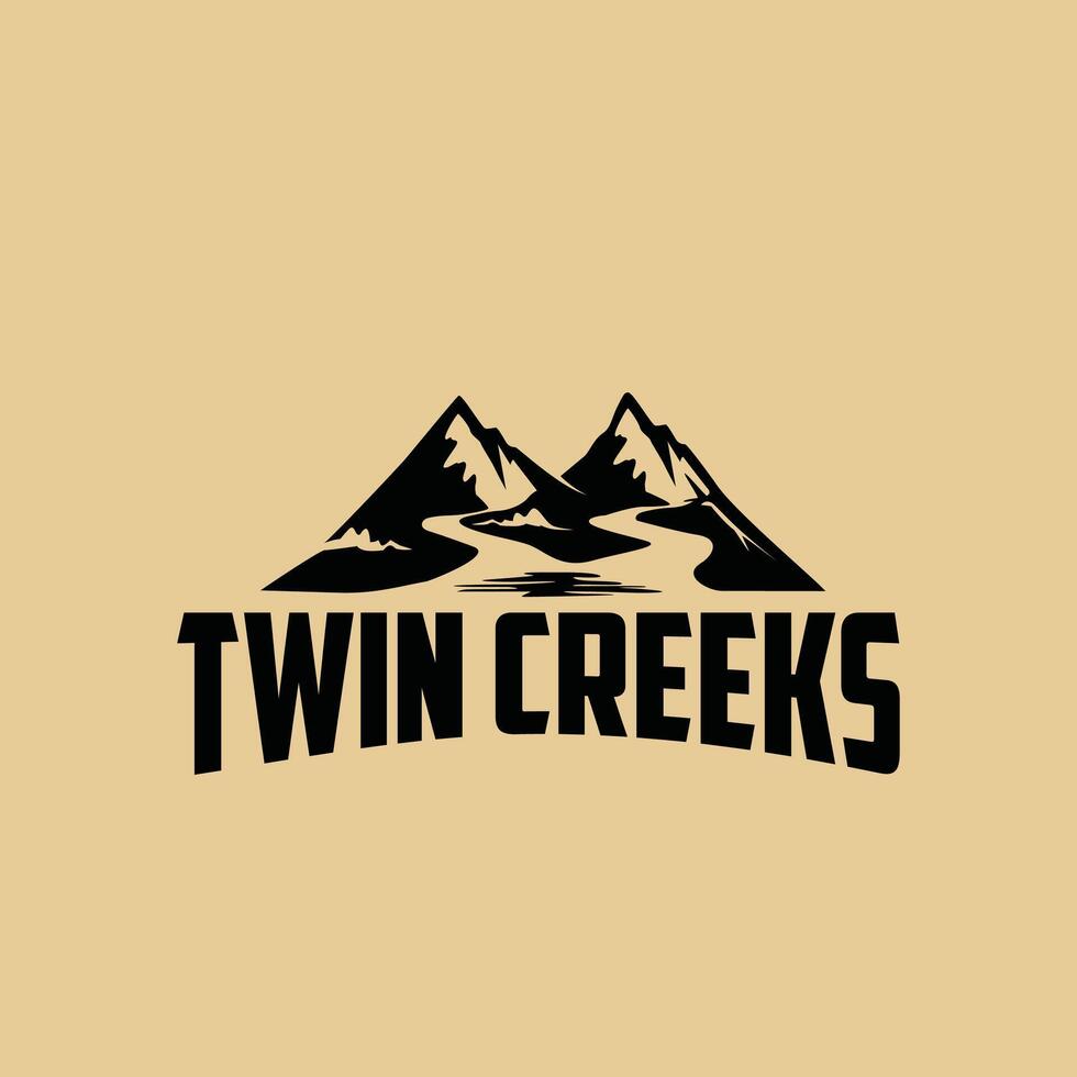 image of two twin mountains for logo vector