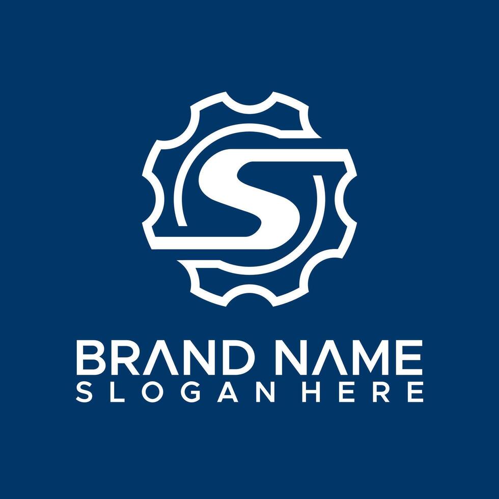 S mechanical initial logo image vector
