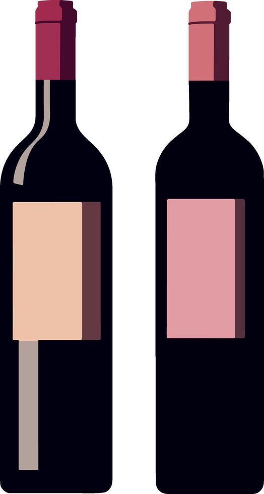 Illustration of two bottles of red wine with blank label on white background vector