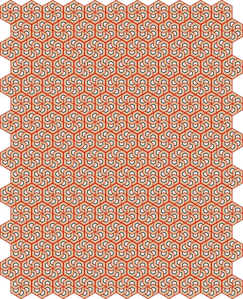 Hexagonal Geometric Pattern in Orange and White vector