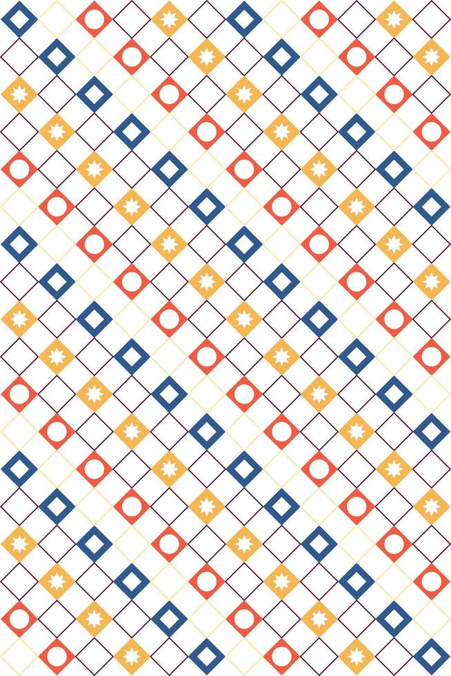 Repeating geometric pattern with diamonds, circles and stars vector