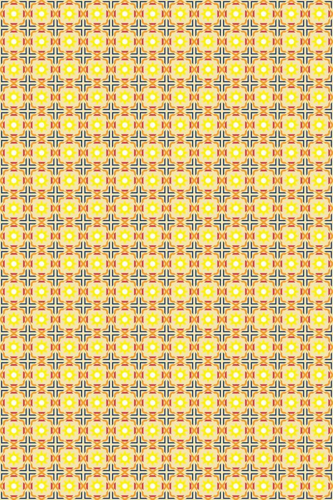 Repeating geometric pattern in yellow with symmetrical design vector