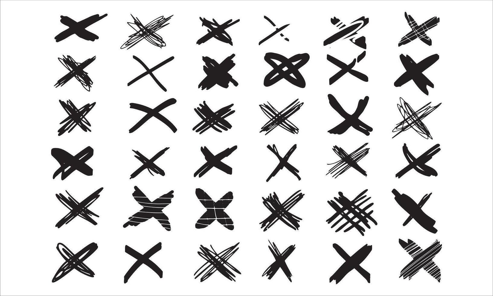 Doodle cross mark. Scribble x sign on white background. Brush sketch drawn cross. vector