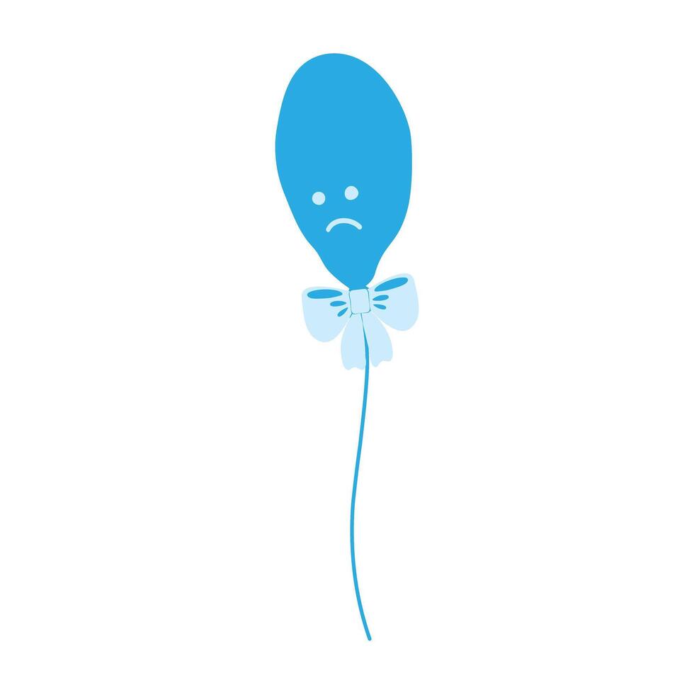 Deflated balloon on rope tied bow in trendy Monochrome Blue Blue Monday Greeting design element idea. Isolated Thematic Cards, poster, banner, brochure or web promo banner, leaflet, print, tag vector