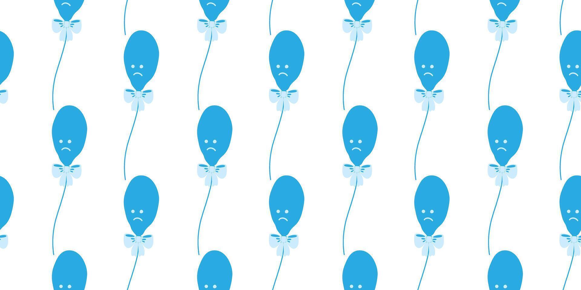 Deflated balloon on string Seamless Pattern in Monochrome blue Blue Monday Greeting background idea. Isolated illustration Thematic Cards, poster or web promo banner, leaflets, print materials vector