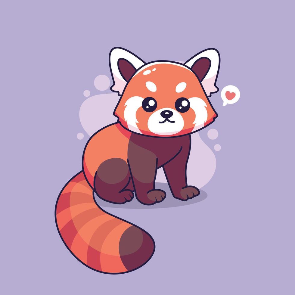 Cute red panda cartoon illustration. Cute red panda animal character. vector
