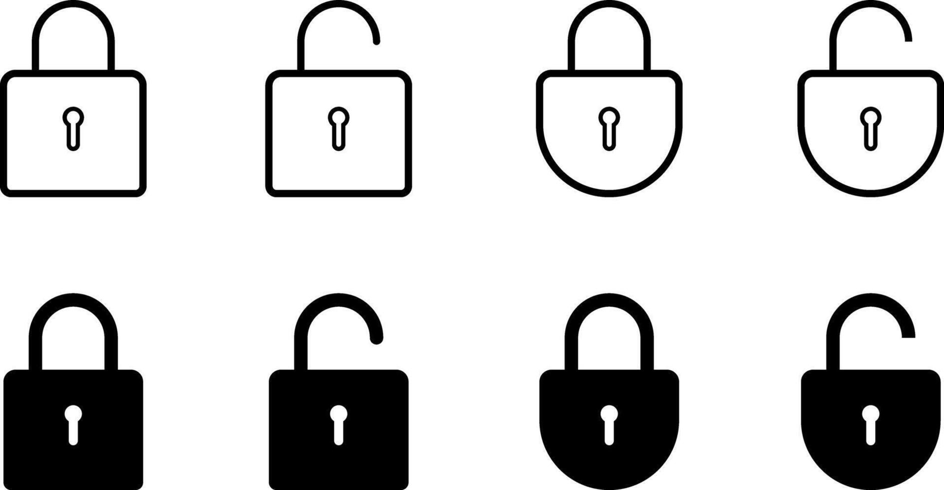 Set of lock and protect icon. Locked or unlocked icon sign. Security sign symbol vector