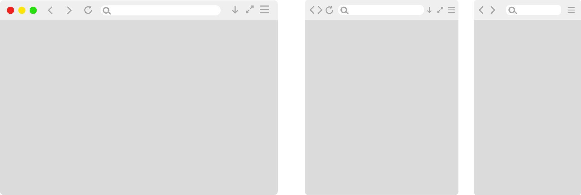 Browser window icon set. Web browser window mockup. User interface template light modern design. Digital data protection vector