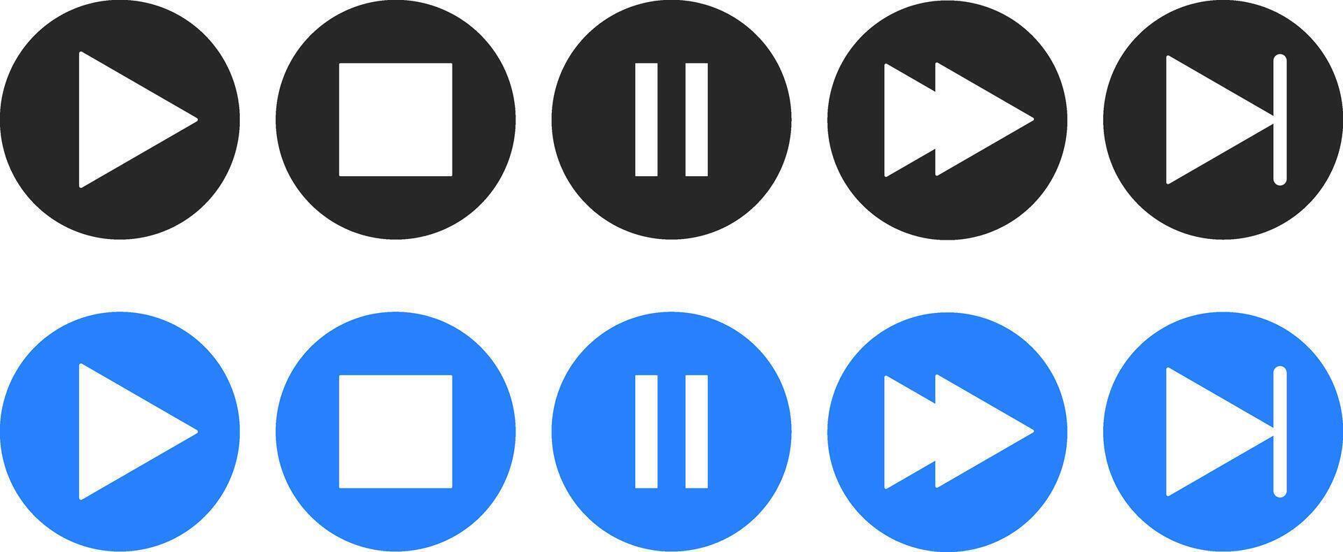 Set of play button icon. Right button. Icon for design. music start sign. play bar template with button play or pause vector