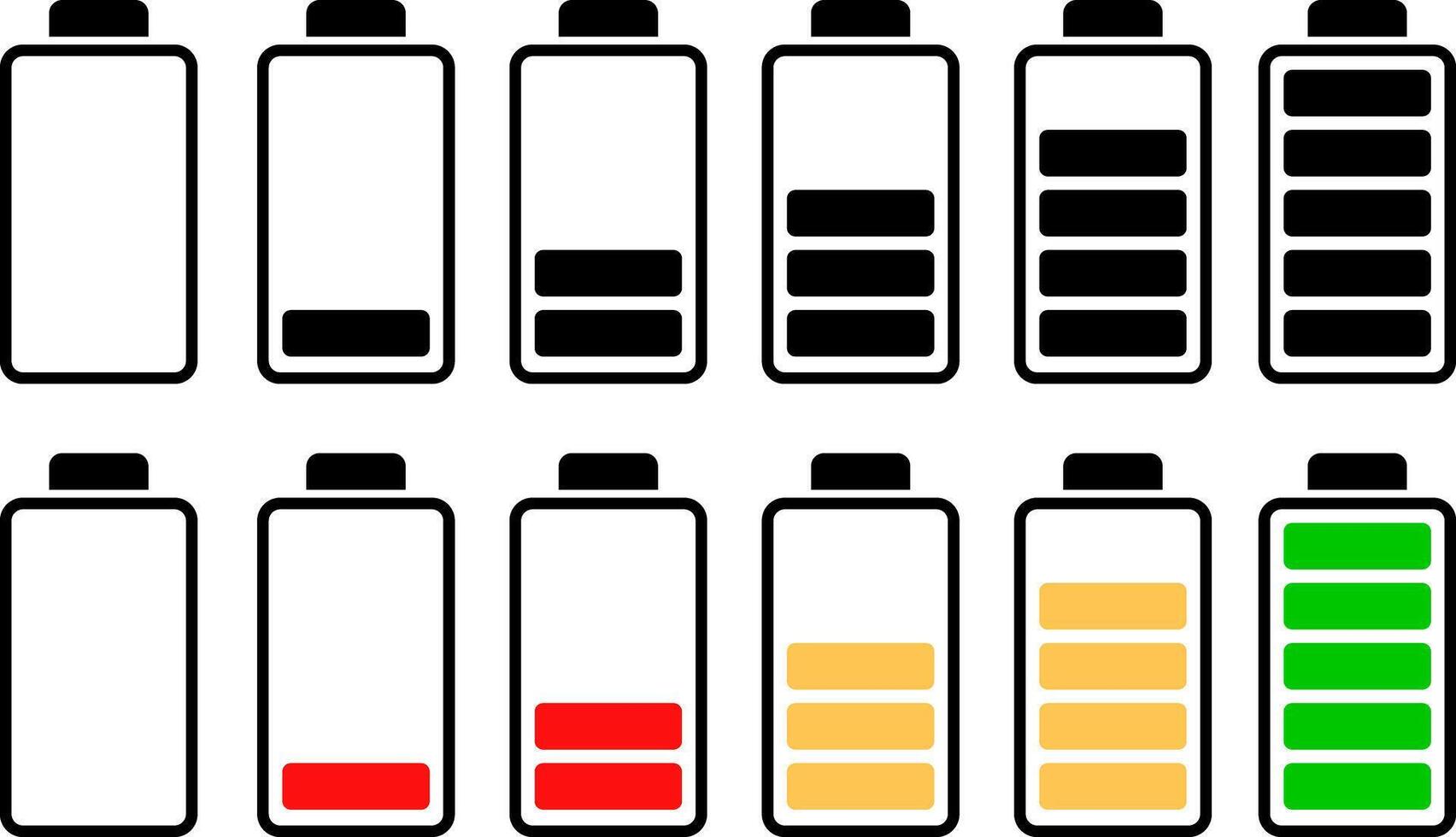 Smartphone charging battery icon set. battery level indicator icons. Concept power, energy, low , full, empty sign. battery charge levels vector