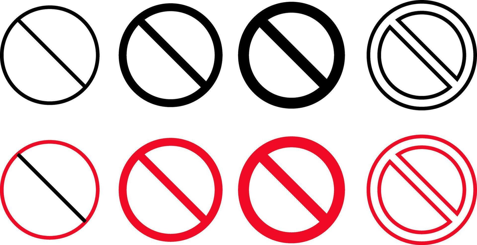 No icon set. Stop sign symbol. Ban icons vector