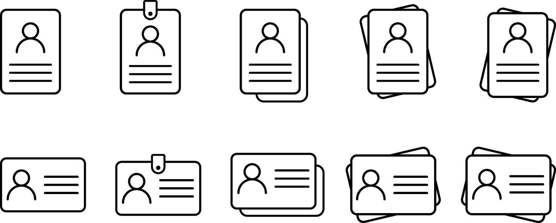 ID card icon set. Identity verified flat icon symbol. Identity card with check mark. Employee badge vector