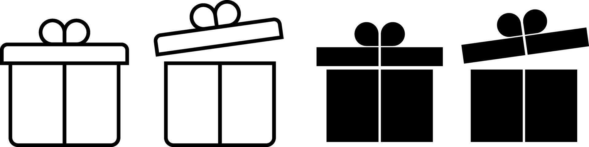 gift box icon set. Gift boxes with ribbon icons. Gift wrapping symbol. Surprising gift box signs vector