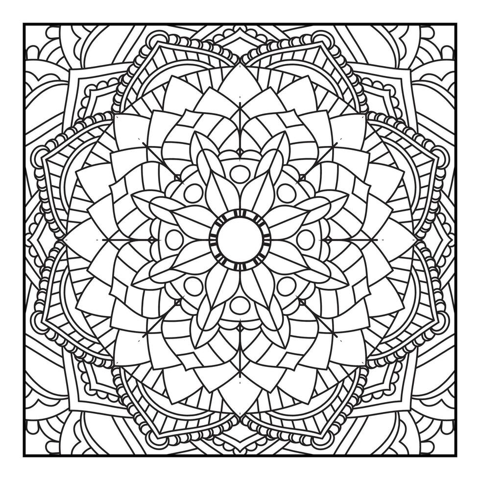Decorative mandala design outline for colouring book vector