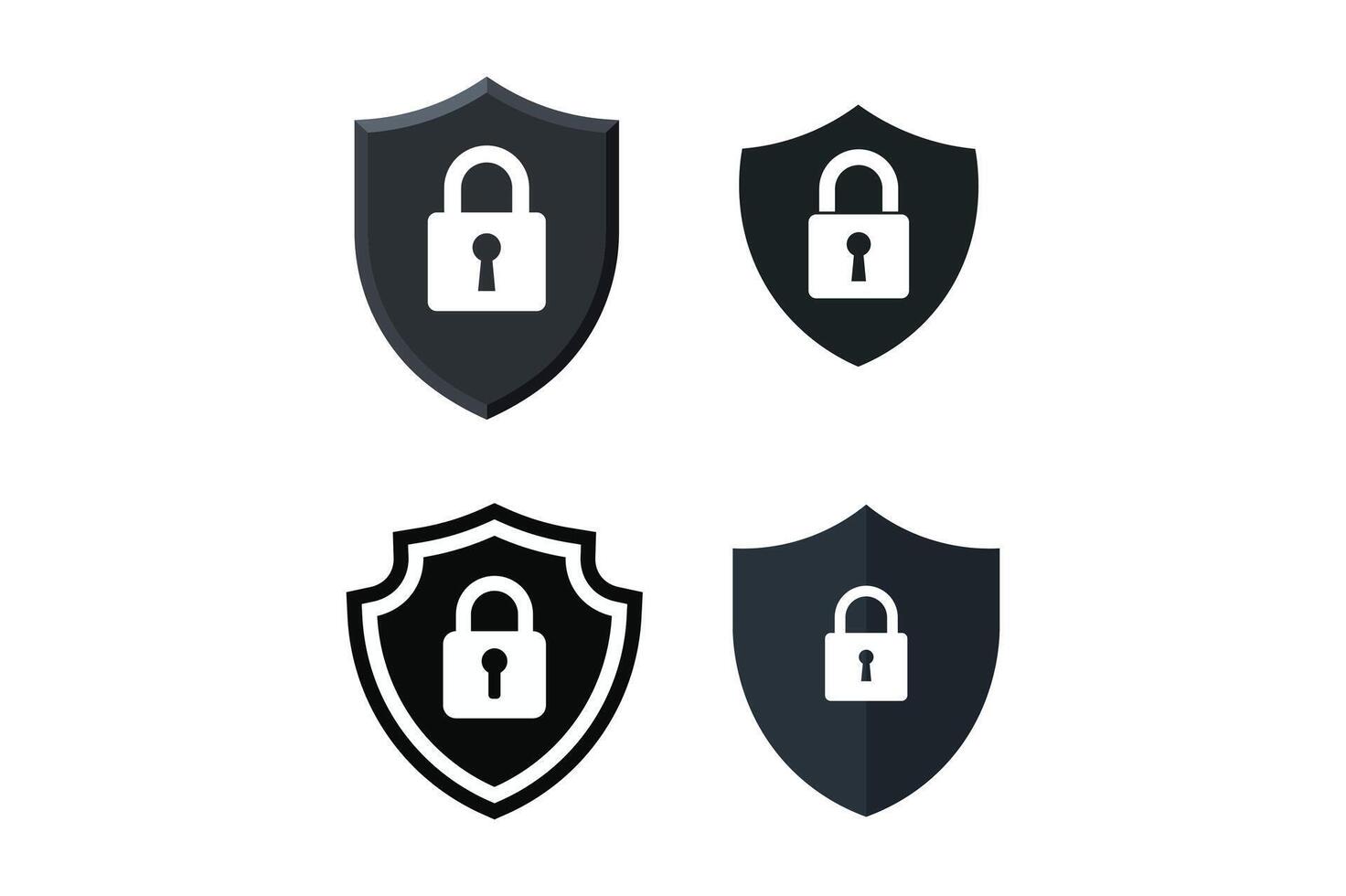 Secure Padlock Shield Icon Sets, shield security padlock icon, digital protection lock icon, encrypted shield padlock , cyber security shield icon vector