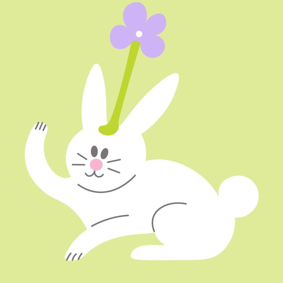 cute rabbit say hey in doodle style vector